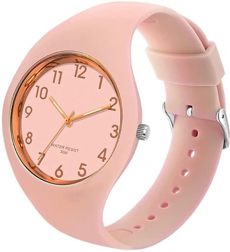 Armbanduhr Damen Analog Quarz Damenuhr mit Silikonarmband Sportuhr Frauen Kinderuhr für Mädchen Jungen Candy Farbe Watch Unisex Uhren Einfach