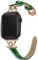 mxiixnai Leather Strap Compatible with Apple Watch Straps 44mm 45mm 49mm 46mm 42mm Women, Slim Thin Leather Replacement Strap for iWatch Bands Series 10 9 8 7 6 5 4 3 2 1 SE Ultra 2,Green/Gold