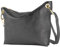 modamoda de - T243 - ital. Umhängetasche Klein Small aus Leder, Farbe:Schwarz-Metallic