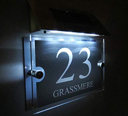Moderne Numéro de maison solaire à LED 1-9999 Le nom de la rue Numéro de maison personnalisé