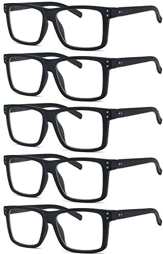Eyekepper 5-pack Oversized Reading Glasses Square Large Frame Readers for Men and Women - Black +2.00