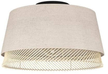 EGLO Deckenlampe Tabley, natürliche Deckenleuchte, Wohnzimmerlampe aus Leinen und Bambus, Aufbaulampe für Wohnzimmer und Schlafzimmer, Lampe mit E27 Fassung, Ø 38 cm