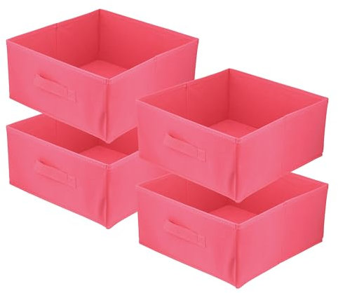 lavita Boîte de rangement en tissu | Boîtes de rangement pliantes 31 x 31 x 15 cm | Tiroir Boîte de rangement Tiroir | Systèmes de rangement pour les vêtements | rose foncé | 4 pièce