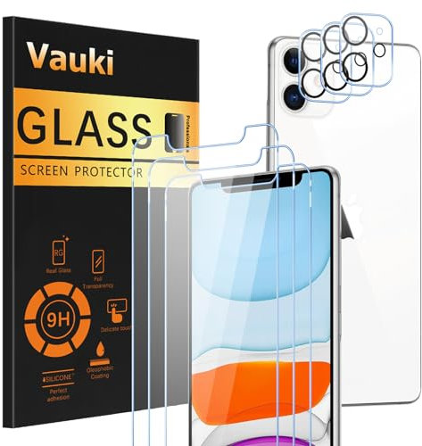 Vauki Lot de 3 Verre Trempé pour iPhone 11 avec Caméra Protection écran 3 Pièce,HD Film Protecteur d'écran,9H Dureté,Anti-Rayures,Sans Bulles,Ultra Transparent Vitre pour iPhone 11 6.1