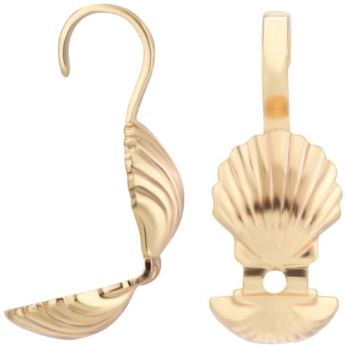 Beebeecraft 1 Box 40 Stück ClamshellPerlenspitzen 18KVergoldetes Messing Muschelstil ClamshellKnotenabdeckung Mit Loch 3 mm Für Knoten Und Quetschzubehör Zur Schmuckherstellung