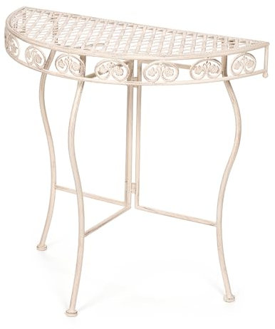 Nuvole di Stoffa Rechteckiger halber Tisch aus cremefarbenem Antik-Eisen im Vintage-Shabby-Chic-Stil, 81 x 36 x 79 cm