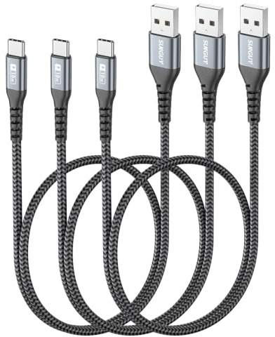 SUNGUY USB C Kabel, 10 Stück 0,5M 3A Schnellladekabel USB C, USB auf USB C Kabel für iPhone 17/16/15 Pro Max Plus, Galaxy S24/S20, Note 10 Google Pixel 7 pro, LG G7 / V30-Grau