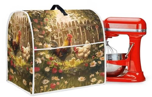 Uorisanigo Dust Cover for Kitchen Aid Stand Mixer Cover Washable Appliance Cover Chicken Floral Compatible with 4.5-5 Quart Kitchen Mixer Cover Kitchen Small Appliance Decor Accessories