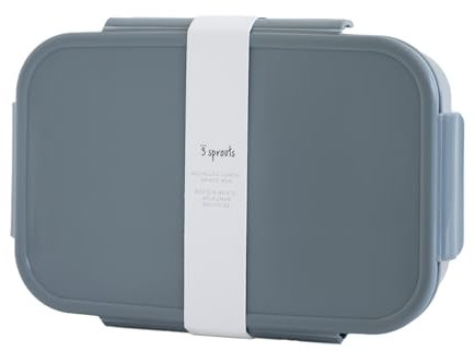 3 Sprouts - Caja Almuerzo Infantil - Fiambrera Hermética con Compartimentos para Niños - Lonchera Bento de Plástico Reciclado para Niños - Azul