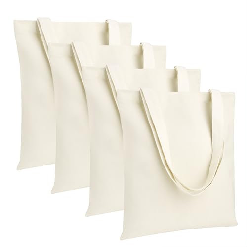Muka Paquete de 4 bolsas de lona resistentes de algodón de 12 onzas, 15 x 16 pulgadas, polialgodón natural