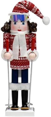 Hperu Nussknacker, Nussknacker Weihnachtsdekor, 15 '' Santa Nussknacker Skifigur Festliche Weihnachts -Nussknacker -Dekorationen für Regale und Tische (Mädchen)