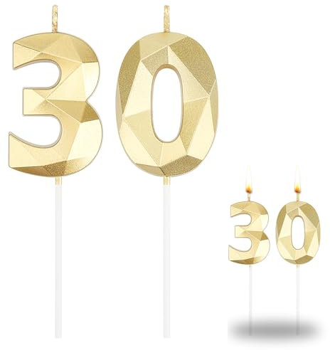 Bomtop Bougie 30 Ans - Bougie Anniversaire et Decoration, 3D Numérique, Pour Fête à Thème et Mariage