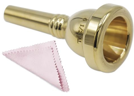 CashBeat 6 1/2AL vergoldetes Mundstück für Posaune mit kleinem Schaft, Euphonium-Mundstück für überlegenen Klang, kompatibel mit Bariton- und Tenorposaune, Messinginstrumentenzubehör