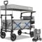 Sekey Faltbarer Bollerwagen mit Dach 2 Kinder, Bollerwagen Faltbar Kinder 100KG Tragkraft mit stoßfesten PU-Rädern, Handwagen mit Schiebegriff, Upgrade-Version TP5050, Grau