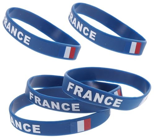 BESPORTBLE 5pcs Silicone Flag Wristband Comfort Fit for Sports Games Country Flag Wristband France Bracelet