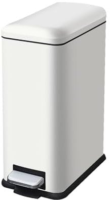 JM ·YIPENG 10L Bathroom Bin, Small Kitchen Bins with Soft Close Lid,Small Pedal Bin with Removable Inner Bucket 10L Slim Bin for Home,Bathroom,Kitchen,Bedroom,and Office,white
