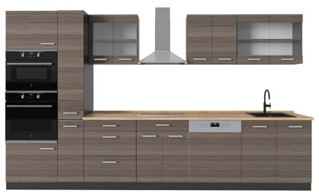 Vicco Küchenzeile R-Line, Edelgrau/Anthrazit, 350 cm ohne Arbeitsplatte