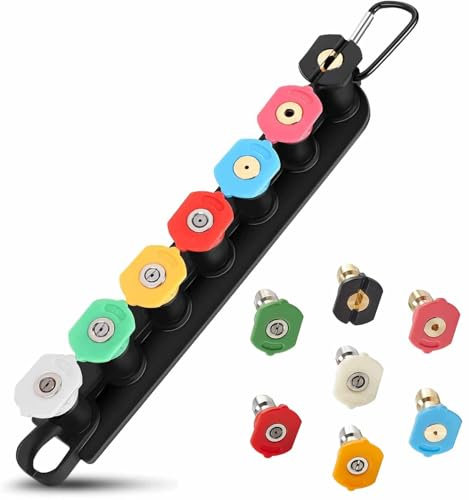 Treki 7pcs Buse Nettoyeur Haute Pression 1/4 Rondelle Haute Pression Rotative accessoires pour Nettoyeur Laveuse à Pression Connecter pour le Nettoyage de Voiture et le Jardinage 4000 PSI, 2.5 GPM
