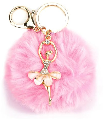 Rosa Ballerina Schlüsselanhänger, Rosa Kristall Tanzrock Design, Pompon Schlüsselanhänger, Süßer Elegantes Geschenk Für Die Mutter, Geschenk Für Die Tochter