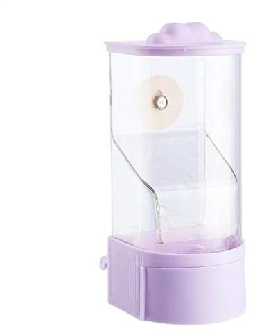 Automatic Bird Feeder, Cage Food Dispenser with Perch, Husks Separation Feeder for Bluebirds, Finches, Sparrows, Outdoor Hanging Bird 7.48x3.15 Inches, Purple, Yellow