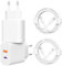 USB C Ladegerät mit USB Adapter [ 2 in 1 ] 2er Pack Ladeadapter für iPhone/iPad/Kopfhörer/Handy Netzteil Mehrfach Ladestecker PD 3.0 Schnellladegerät Steckdose usbc Stecker Charger (weiß, mit Kabel)