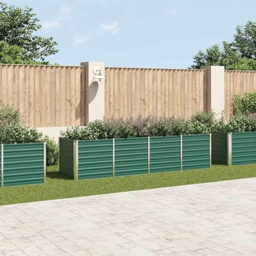 Myheimly Garten-Hochbeet Verzinkter Stahl Gartenbeet Pflanzbeet 320x80x77 cm Grün