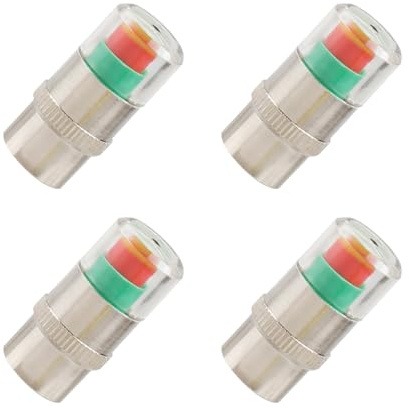 Bojueshaw 4pcs Tire Pressure Check Caps with Color Alert,Air Valve Caps,3 Colors Valve Stem Covers for Cars,Motorcycles,Bikes