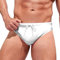 Costume Slip Uomo Bikini Costumi da Bagno Swimming Brief Coulisse Regolabile Vita Bassa Nuoto Costume da Bagno Uomo Slip Nuoto Mare e Piscina Elastico Asciugatura Triangolare Sexy Surf (02-White, XL)