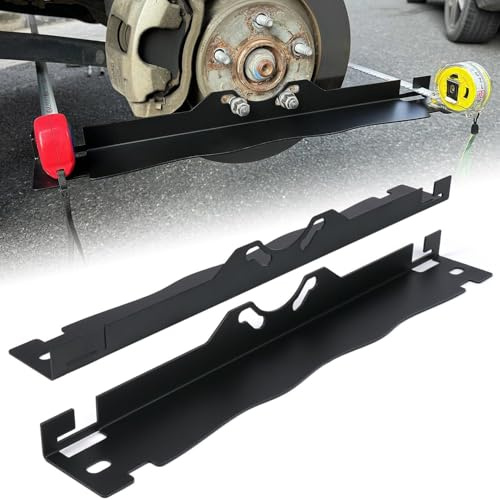 KLGFI Spureinstellgerät für Auto 2 Stück, Achsvermessung Pkw - Schwarz | Spurausrichtungs Werkzeugplatten aus Edelstahl, Radausrichtungswerkzeug mit Aufhängelöchern für PKW LKW SUV Fahrzeug