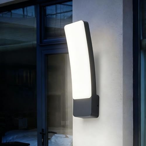 LUTEC KIRA LED Außenwandleuchte, 1100 Lumen 4000 Kaltweiß, wasserdicht, moderne Wandlampe für Haustür Terrasse Garten in Dunkelgrau
