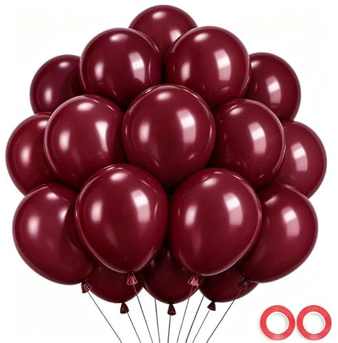 Wayfun Luftballons Weinrote Dunkelrot, 52 Stück 12 Zoll Weinrote Luftballons Bordeaux, Verstärktem Latex Helium Ballons Rot für Burgunderrote Geburtstagsdeko Hochzeitsdeko Babyparty Graduation Taufe
