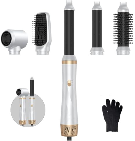 Hairstyler Set, 5 in 1 Air styler, Negativ Lonen Haarstyler mit Lockenstab automatisch, Air Styler Thermal Brush Haartrockner