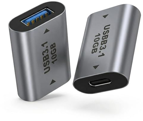 2 Adattatore USB Femmina a USB C Femmina 10Gbps USB 3.1 OTG Accoppiamento Ad Alta Velocità Trasmissione Dati Cassa Alluminio Compatto Robusto per Smartphone Tablet PC Portatile Ufficio Viaggi Casa