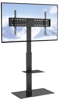 Compatible Swivel TV Stand - Adjustable Height Floor Mount for 32-85 Inch TVs Max VESA 600x800mm Portable Design Perfect for Home & Office Use