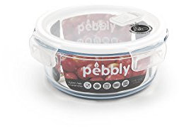 Pebbly - Boite de conservation en verre ronde - 950 ml - Pour Cuire, Conserver, Transporter et Réchauffer - 100% Hermétique - idéal lunchbox