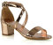 ESSEX GLAM Womens Strappy Sandals Block Low Heel Ladies Ankle Strap Party Evening Shoes (UK 8 / EU 41 / US 10, ROSE GOLD METALLIC)