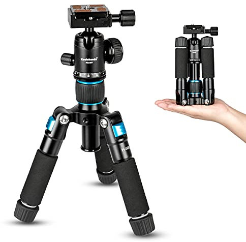 Koolehaoda Mini treppiede portatile in lega di alluminio treppiede da tavolo altezza 51 cm con testa a sfera a 360 gradi e borsa per fotocamera DSLR, videocamera. Carico fino a 5 kg - (nero)