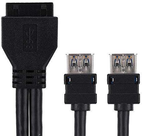 Zerone 19Pin/20Pin Female Header to Dual USB3.0 Desktop Front Motherboard Panel Mount Cable with Fixed Feet()