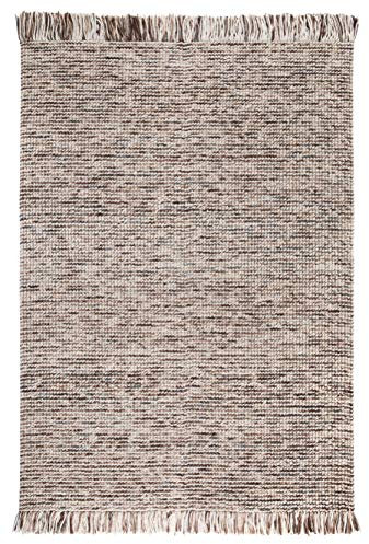 Luxor Living Webteppich Morton aus Wolle Fleckerl Teppich mit Fransen beige-braun, 170 x 240 cm
