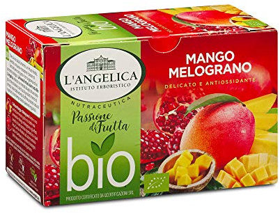 L'Angelica, Infuso Bio Mango e Melograno, Infuso a base di Mango e Melograno, Infuso Biologico e Antiossidante, Tisana Bio, Tisana Antiossidante, 10 Confezioni da 15 Filtri
