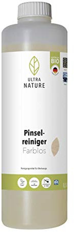 ULTRA NATURE Pinselreiniger 0,5L, Farblos, Vegan, auf Wasserbasis, Bio, Pinselpflege