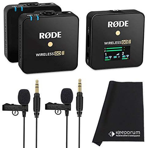 Rode Wireless GO II + 2X Lavalier GO mic + keepdrum Mikrofasertuch