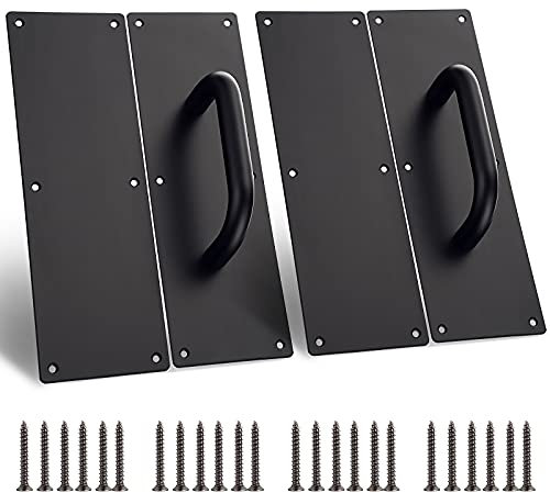 Sumnacon 2 Sets 30,5 cm Edelstahl-Türgriffe – stabile Türdrückplatten mit Schrauben, solide Zuggriffe für Zuhause, Büro, Öffentlichkeit, Schwarz