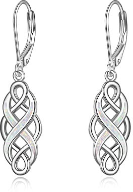 YFN Keltische Knoten-Ohrringe aus Sterlingsilber Viel Glück irischer keltischer Knoten Vintage-Ohrringe für Frauen (Weiß)