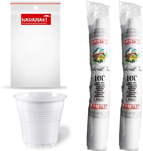NARAMAKI® Bicchieri Caffè - 200 Bicchierini Caffè Di Plastica - Bicchierini Bianchi da 80 cc