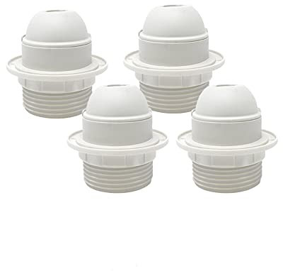HALOTEC | Pack 4 Portalámparas E27 | Arandela para Sujeción pantalla lámpara |Color Blanco|Base para bombillas e27| Montaje M10x1 | Fabricado en Italia