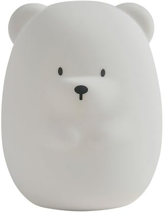 Nattou Veilleuse Ours LED en silicone, 7 couleurs, sans BPA, 16 cm, Végétalien, Silicone, blanc