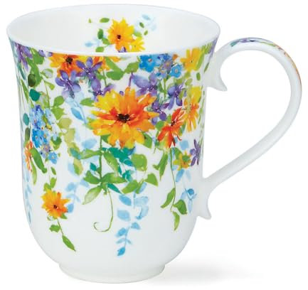 Dunoon Braemar 0.33 Litre Fine Bone China Mug Trailing Flowers (Yellow)