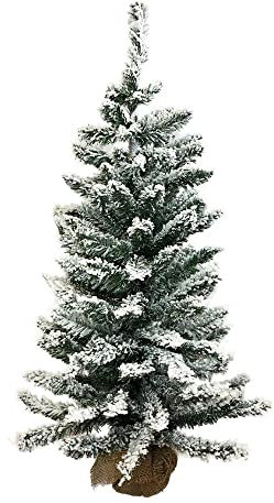 Árbol de Navidad Pinetto nevado con base de yute, 90 cm de altura - 008444