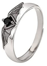 JAWSEU Engel und Teufel Ringe, Engelsflügel Ring Angel Devil Wings Ring, Öffnung Paar Ring Verstellbar Partnerring für Damen Herren Silber Schmuck